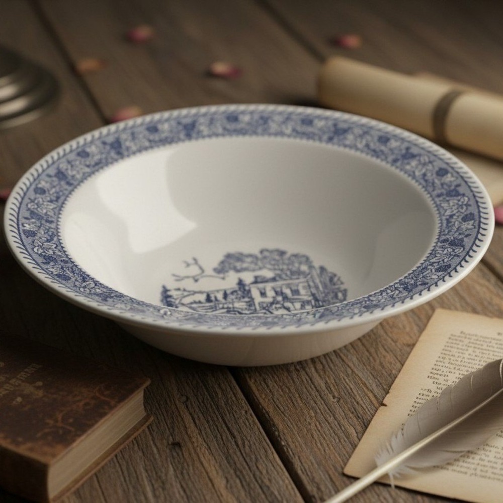 Homer Laughlin Stratwood Collection Shakespeare Country Blue Cereal Bowl 7" *